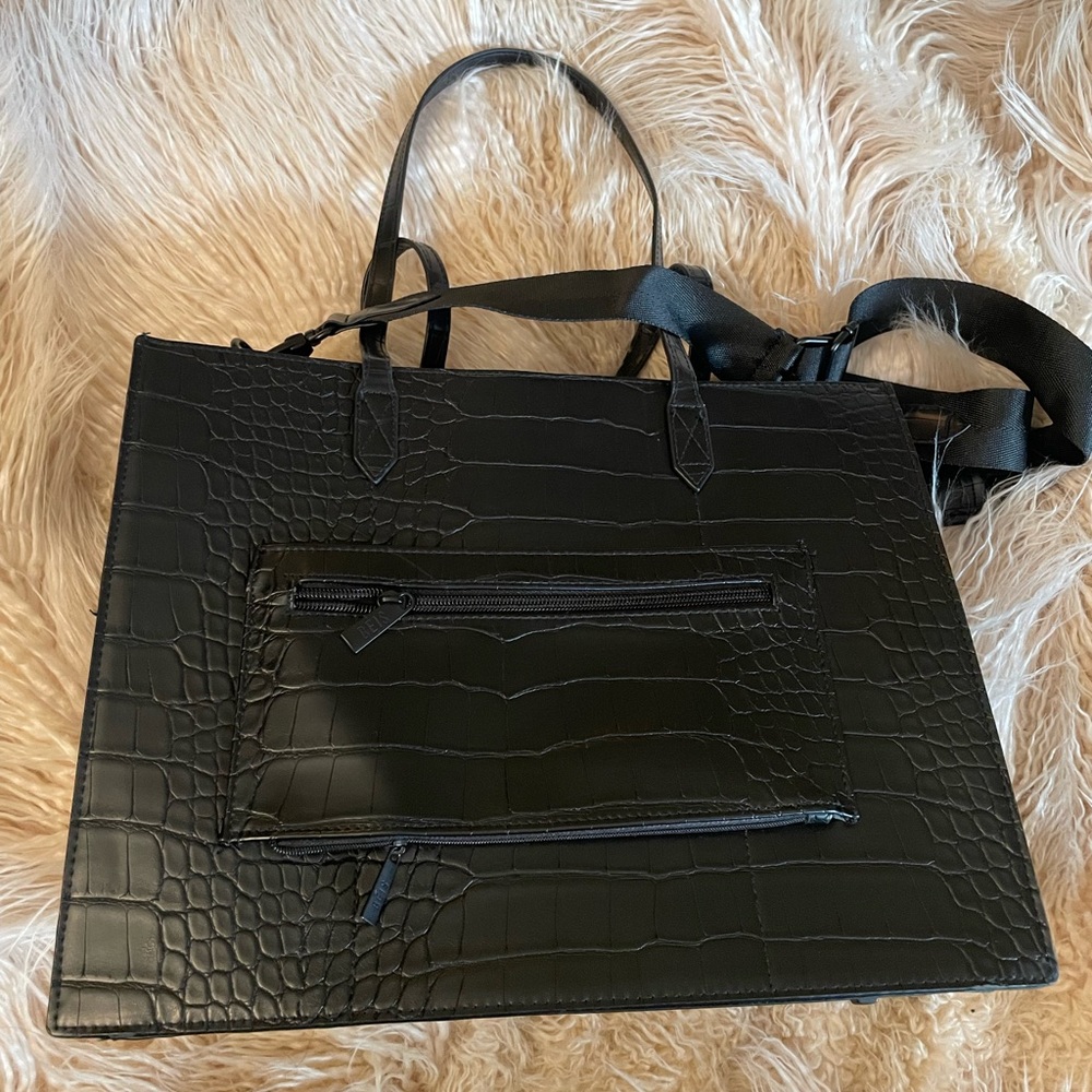 BEIS Work Tote in black crocodile